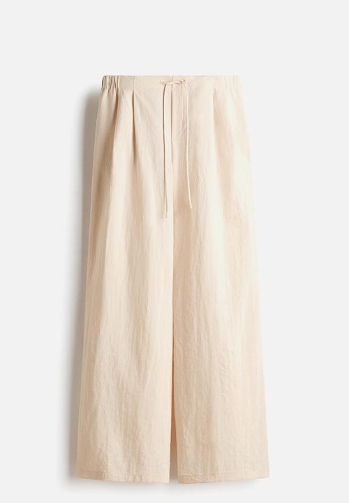 H&M - Wide drawstring trousers - light beige