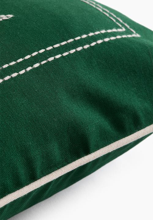 H&M - Embroidery-motif cushion cover - dark green/palm tree