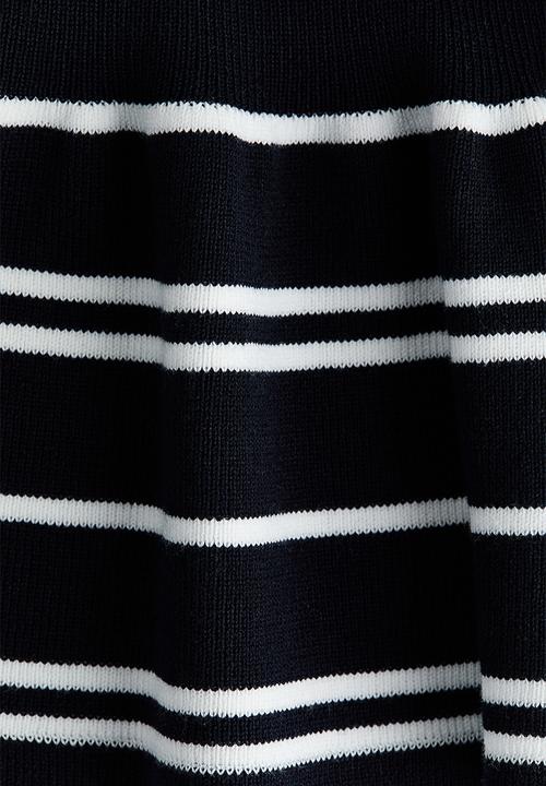 H&M - Short-sleeved peplum cardigan - black/white striped