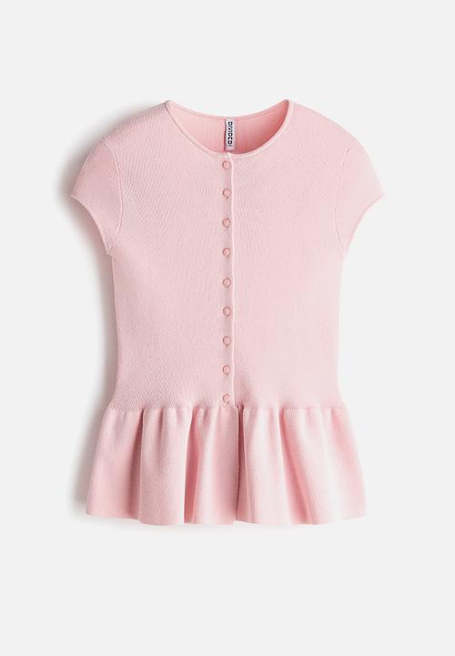 H&M - Short-sleeved peplum cardigan - light pink