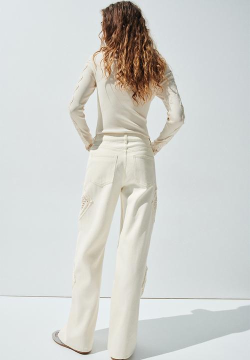 H&M - Crochet-look-detail trousers - light beige