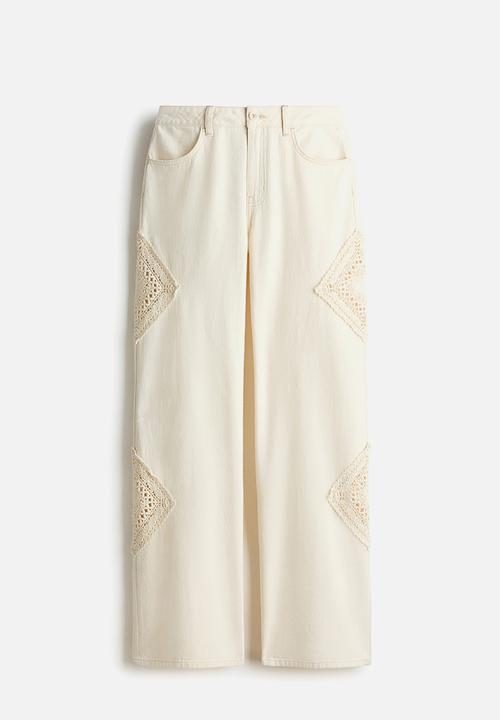 H&M - Crochet-look-detail trousers - light beige