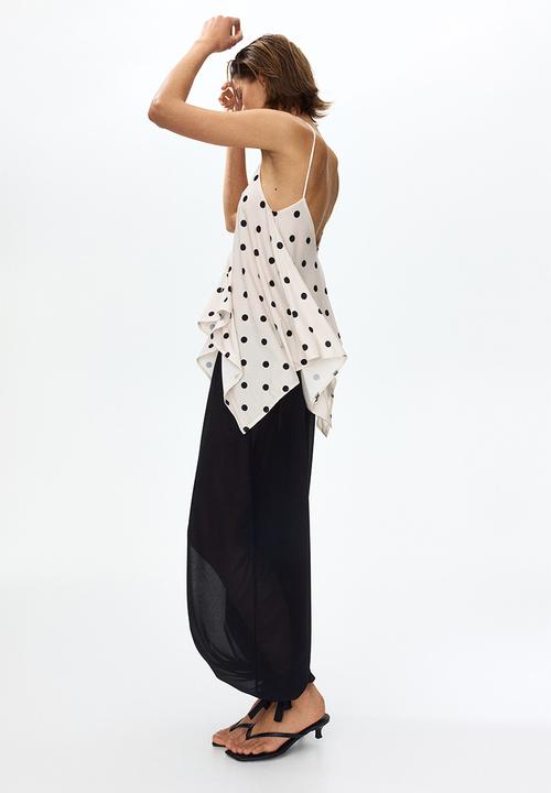 H&M - Loose-fit strappy top - white/polka dot