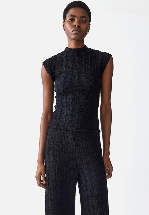 H&M - Textured jersey trousers - black