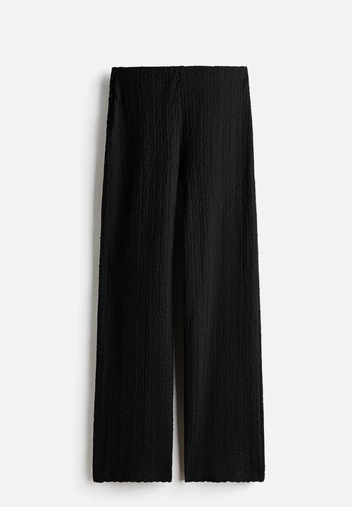 H&M - Textured jersey trousers - black