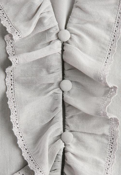 H&M - Frill-trimmed blouse - light grey
