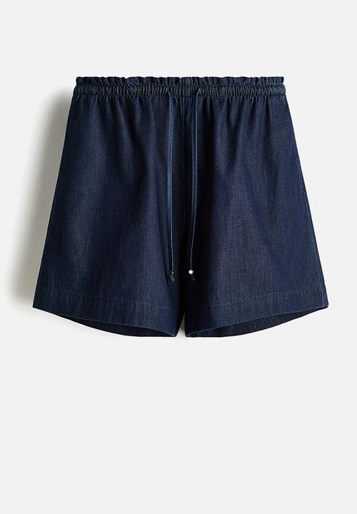 H&M - Denim drawstring shorts - dark denim blue