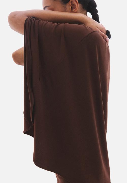 H&M - Draped cape-detail dress - dark brown