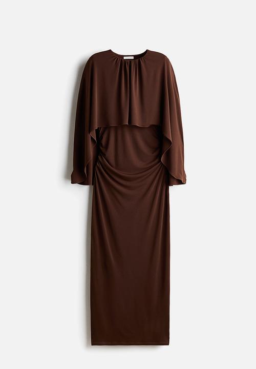 H&M - Draped cape-detail dress - dark brown