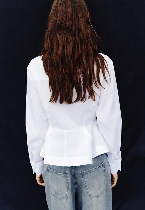 H&M - Poplin peplum shirt - white