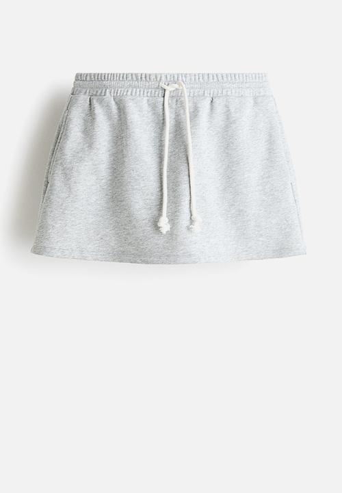 H&M - Pleat-detail sweatshirt skort - light grey marl