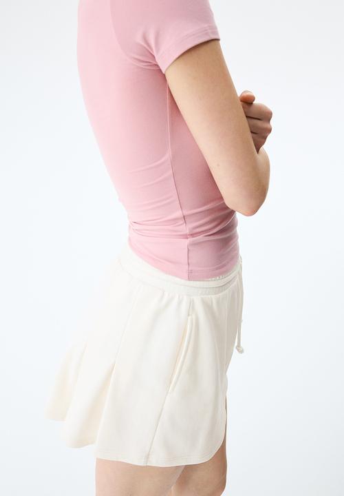 H&M - Pleat-detail sweatshirt skort - cream