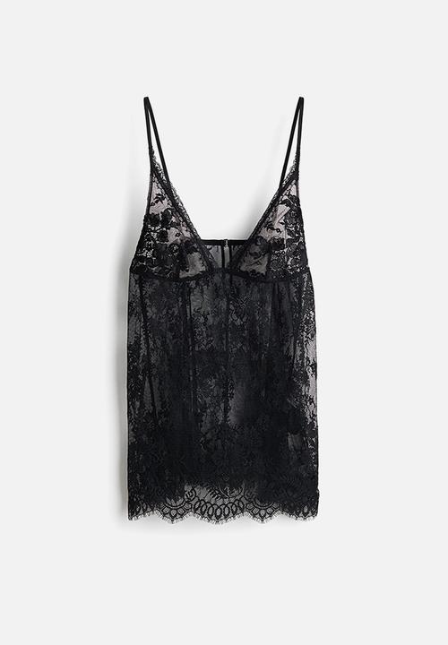 H&M - Lace strappy top - black