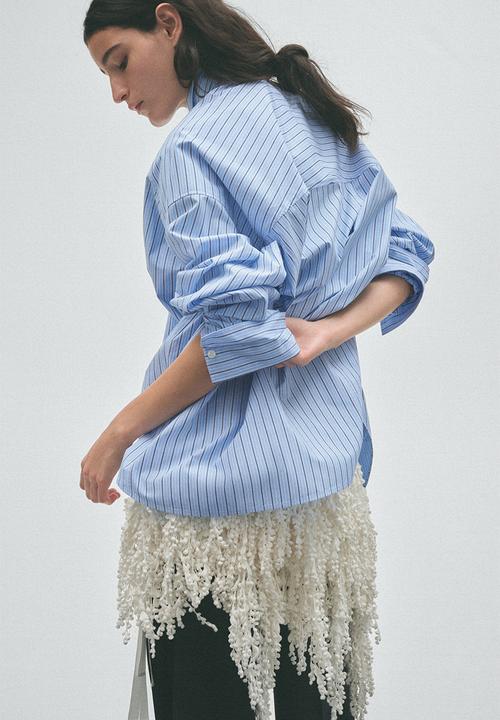 H&M - H&M Studio:  Layered-look poplin shirt - light blue/striped