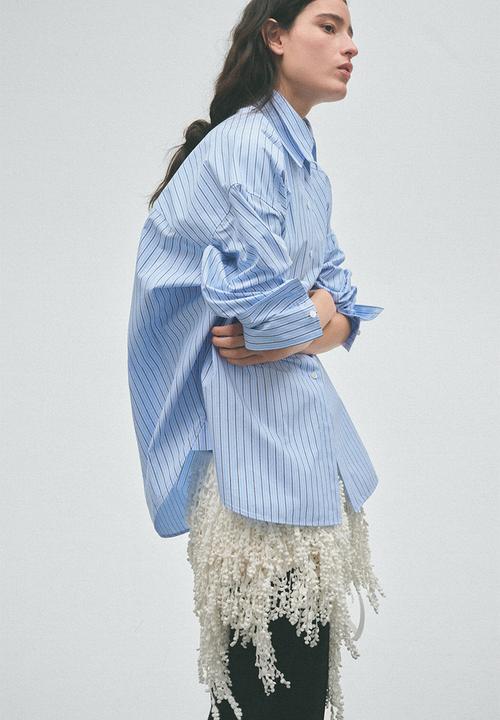 H&M - H&M Studio:  Layered-look poplin shirt - light blue/striped