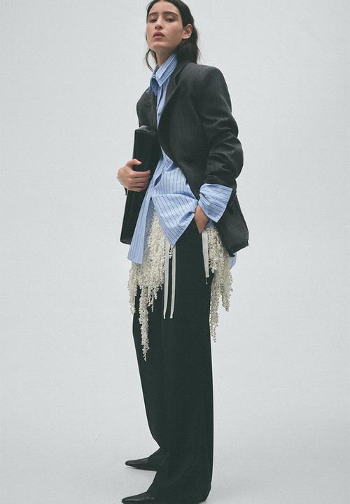 H&M - H&M Studio:  Layered-look poplin shirt - light blue/striped
