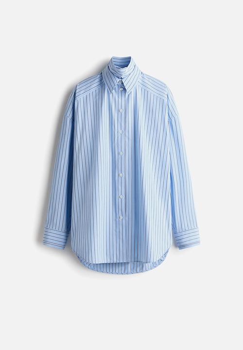 H&M - H&M Studio:  Layered-look poplin shirt - light blue/striped