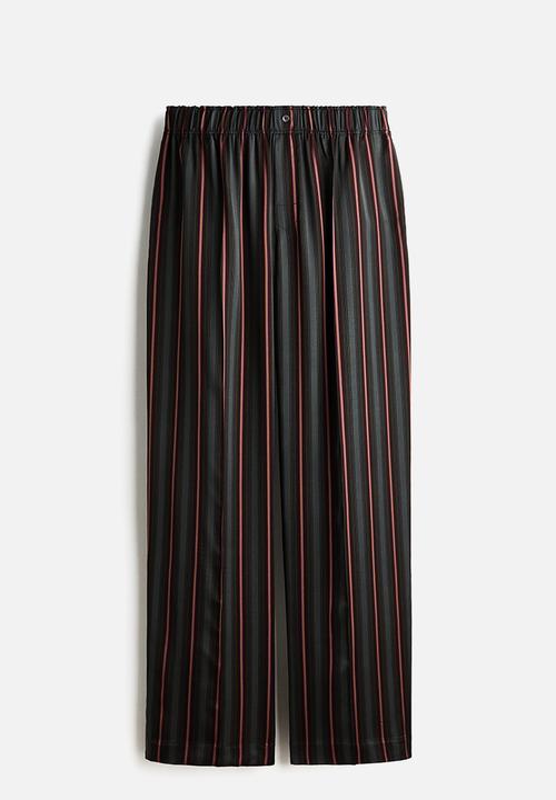 H&M - H&M Studio:  Satin pull-on trousers - dark grey/striped