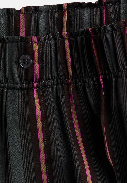 H&M - H&M Studio:  Satin pull-on trousers - dark grey/striped