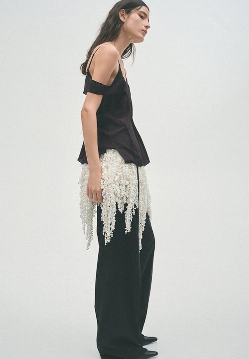 H&M - H&M Studio:  Layered cold shoulder top - black
