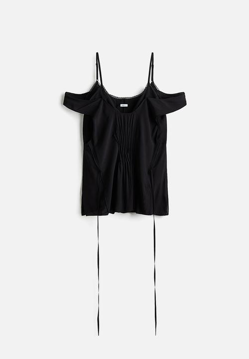 H&M - H&M Studio:  Layered cold shoulder top - black