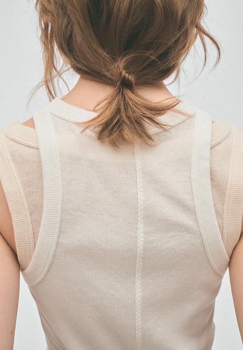 H&M - H&M Studio:  Layered vest top - ivory/light beige