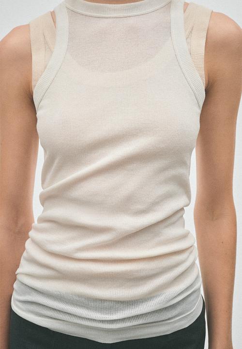 H&M - H&M Studio:  Layered vest top - ivory/light beige