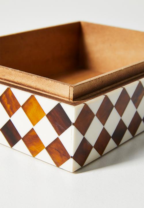 Sixth Floor - Diamond nlay Trinket Box - Natural