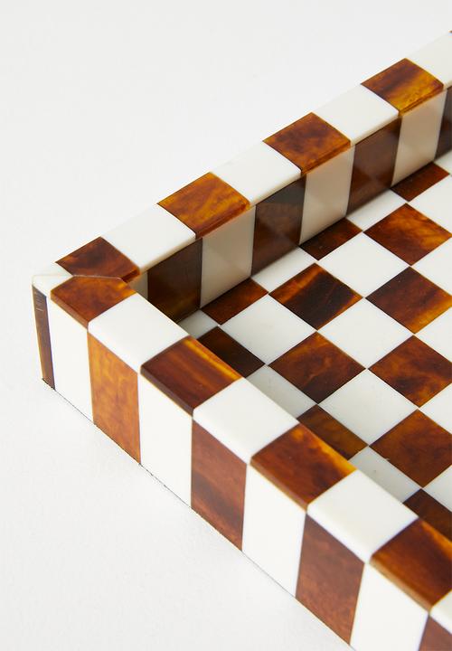 Sixth Floor - Check Inlay Trinket Tray - Natural