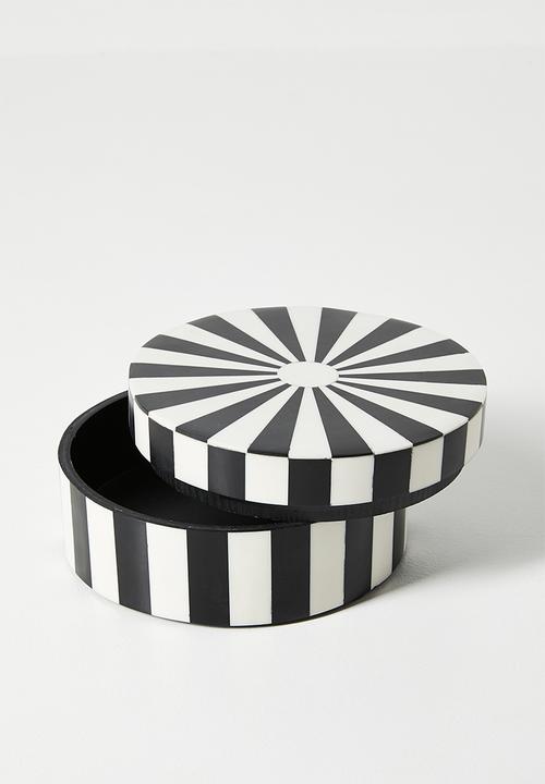 Sixth Floor - Inlay Round Trinket Box - Black & White