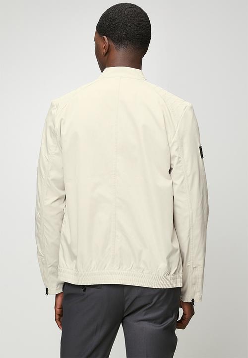POLO - Mens pjc long sleeve quilted biker jacket - natural 