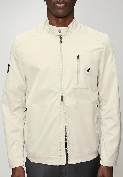 POLO - Mens pjc long sleeve quilted biker jacket - natural 