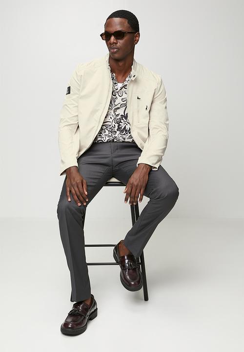 POLO - Mens pjc long sleeve quilted biker jacket - natural 