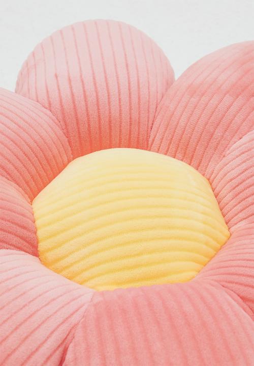 Pop Candy - Supersoft mochi minky daisy cushion - pink/yellow