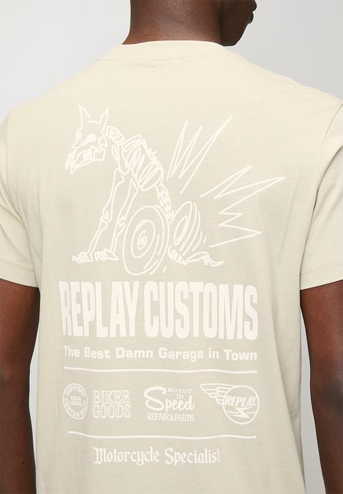 Replay - Miami Print T-Shirt - Bone