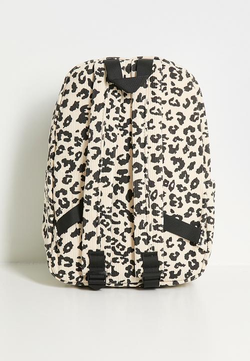 Pop Candy - Leopard print corduroy backpack - cream