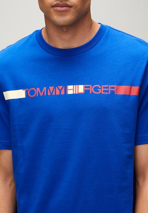 Tommy Hilfiger - BRAND LOVE  STRIPE TEE - Regal Blue