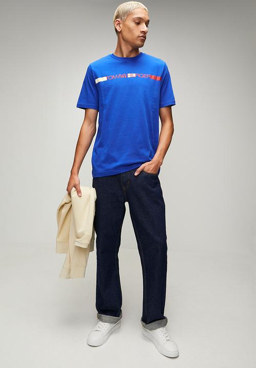 Tommy Hilfiger - BRAND LOVE  STRIPE TEE - Regal Blue