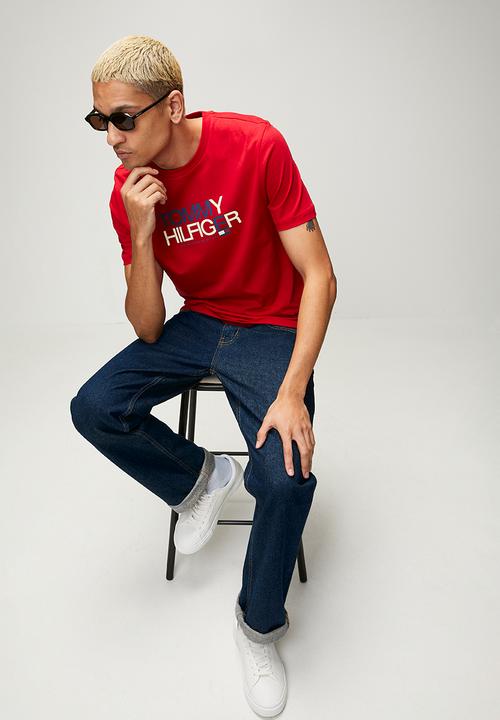 Tommy Hilfiger - BRAND LOVE BIG TEXT TEE - Medium Red