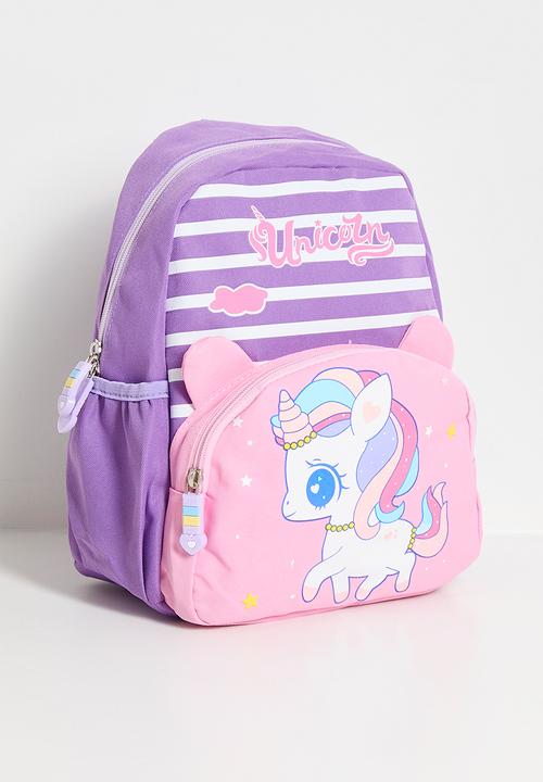 Pop Candy - Striped backpack with unicorn placement pocket - light purple/pink