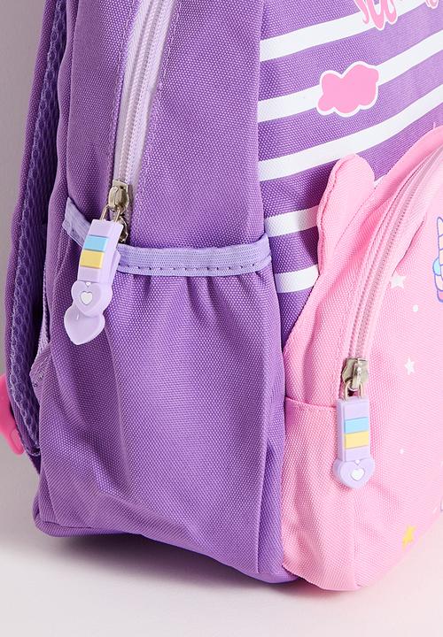 Pop Candy - Striped backpack with unicorn placement pocket - light purple/pink