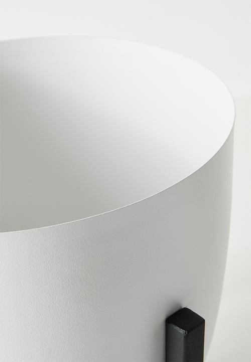 Sixth Floor - Standing Iron Planter - White & Black