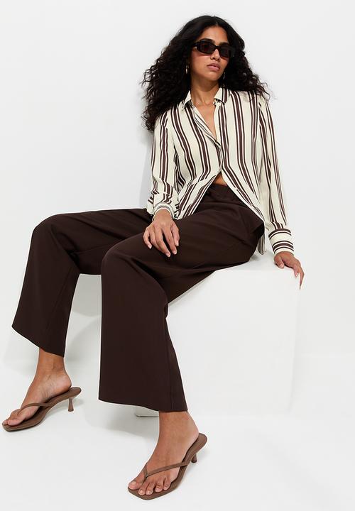 New Look - K Claire Print Long Sleeve Shirt - Brown
