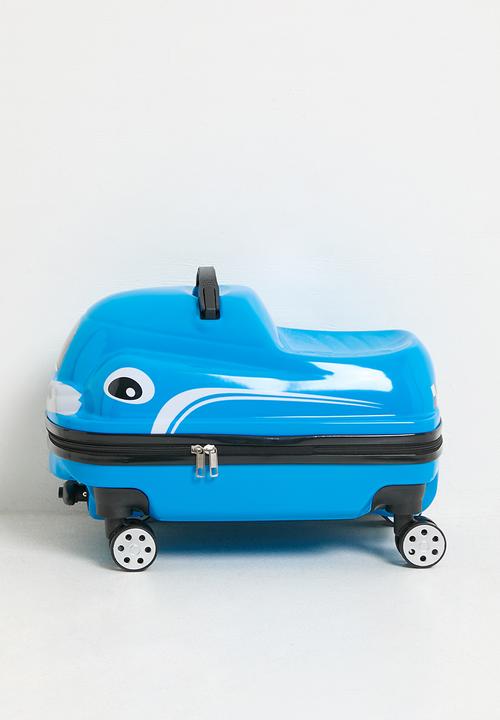 Pop Candy - Retro car-shaped ride-on trolley bag - ocean blue