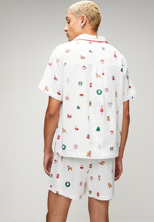 Cotton On - Adults Woven Family Xmas Pj Set-Vanilla/Everything Christmas