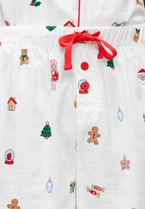 Cotton On - Adults Woven Family Xmas Pj Set-Vanilla/Everything Christmas