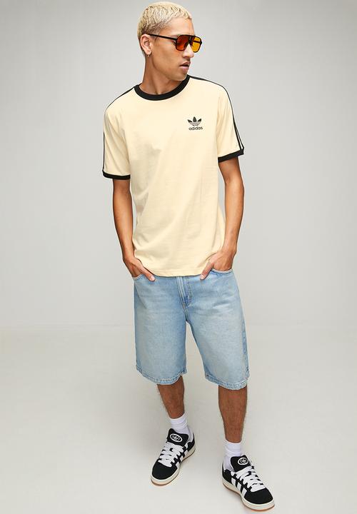 adidas Originals - 3-Stripe Tee - warm vanilla/black