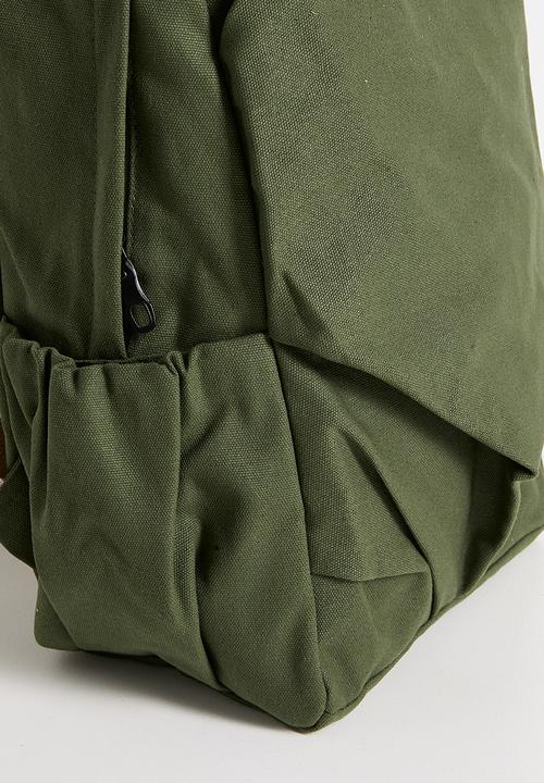 Pop Candy - Pleated front pocket backpack - army green