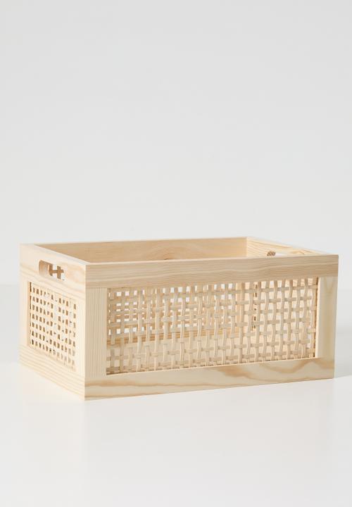 Pop Candy - Small rattan detail storage box - light beige