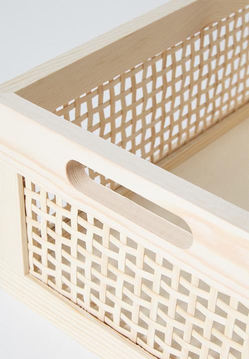 Pop Candy - Small rattan detail storage box - light beige